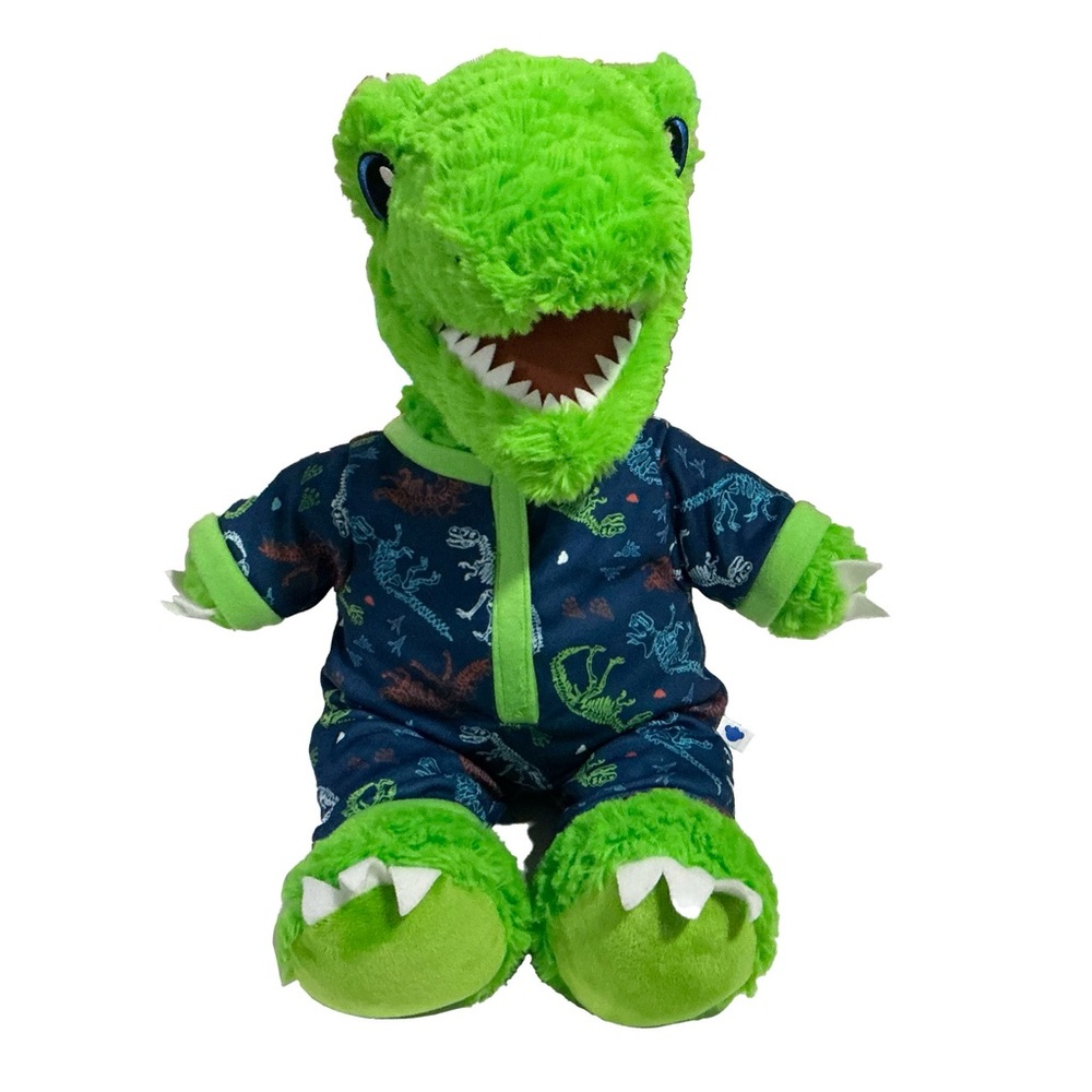 Build A Bear Green Dino Mite T-Rex Dinosaur Stuffed Plush w/Blue Dino Sleeper
